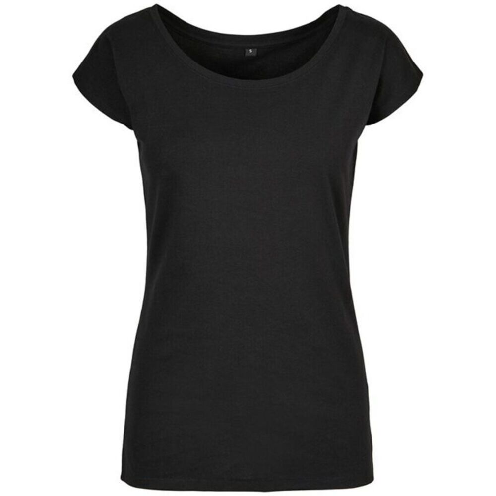 Build Your Brand Womens/Ladies Wide Neck / Black